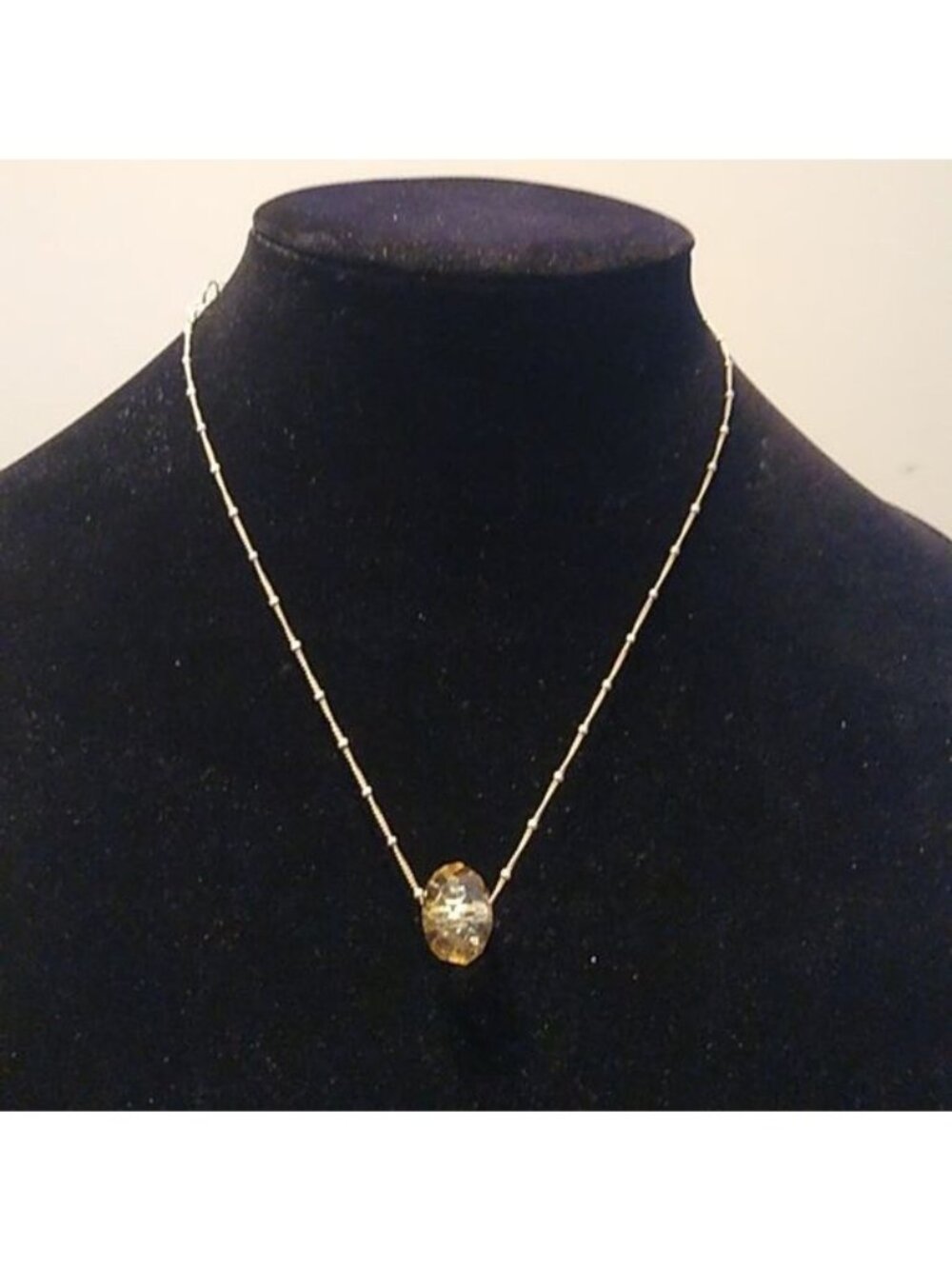 Crystal Ball on fine balled Chain Necklace, 925, adjustable